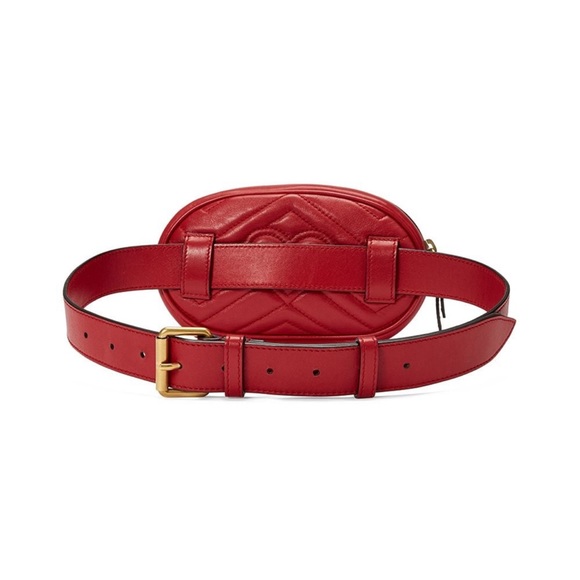 Gucci Red Leather Marmont Belt Bag - Picture 9 of 13